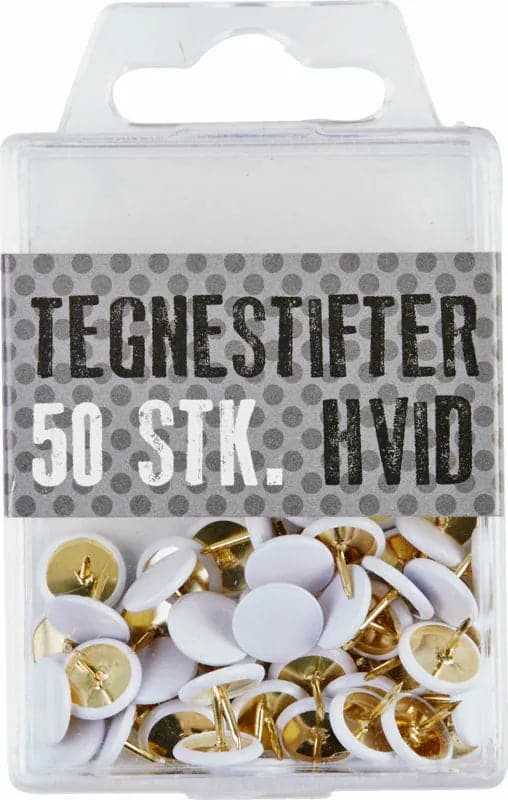 Se Tegnestifter metal hvid 50 stk online her - Ean: 5703273229110