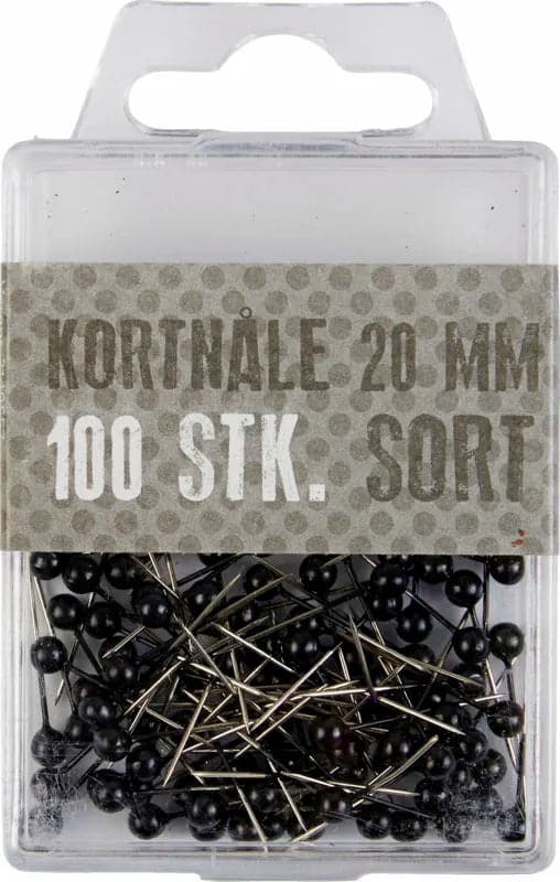 Se Kortnåle plast sort 20 mm 100 stk online her - Ean: 5703273242577