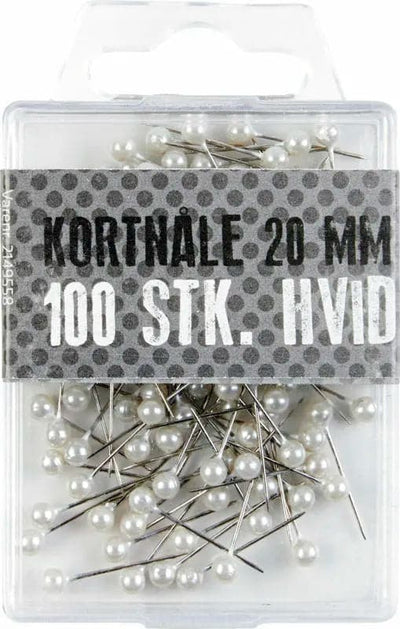 Se Kortnåle plast hvid 20 mm 100 stk online her - Ean: 5703273242607