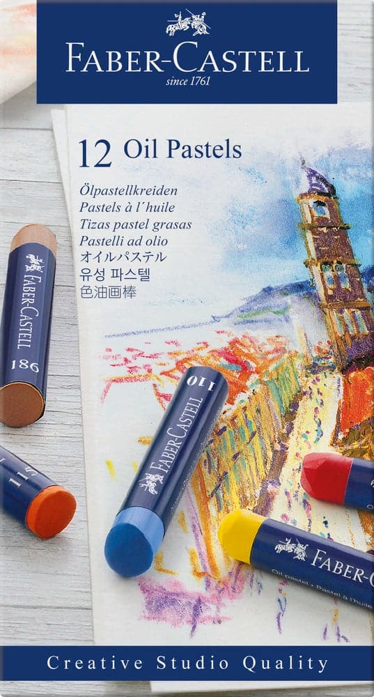 Se Faber-Castell Oliekridt pastels 12 stk online her - Ean: 4005401270126