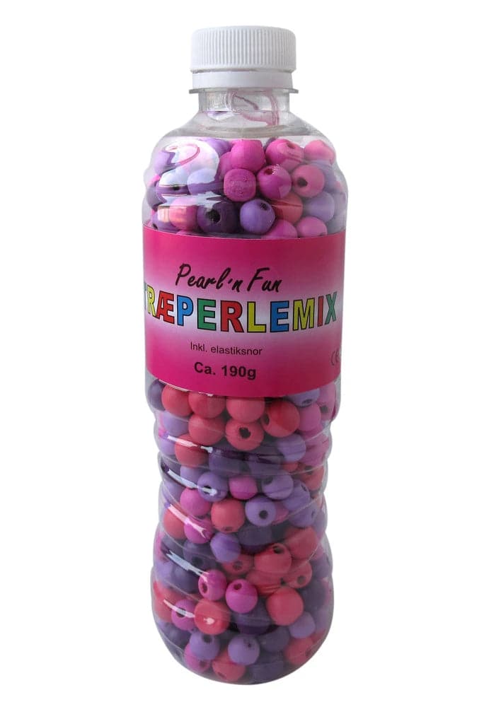 Se Pearl`n Fun Træperlemix 190gr pink/lilla online her - Ean: 5700137141724