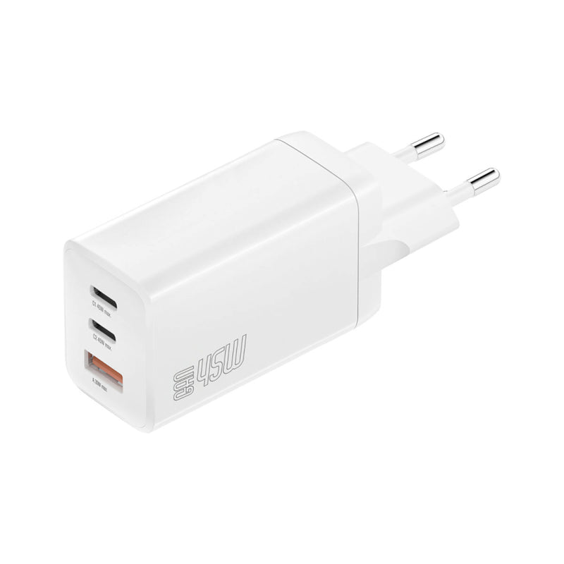 Se Dual USB HURTIG GaN oplader / adapter - 1 x USB-A port / 2 x USB-C port - 45W / 3A ❤ Kæmpe udvalg i 4smarts ❤ Hurtig levering: 1 - 2 Hverdage samt billig fragt - Varenummer: CPD-SM77540401 og barcode / Ean: &