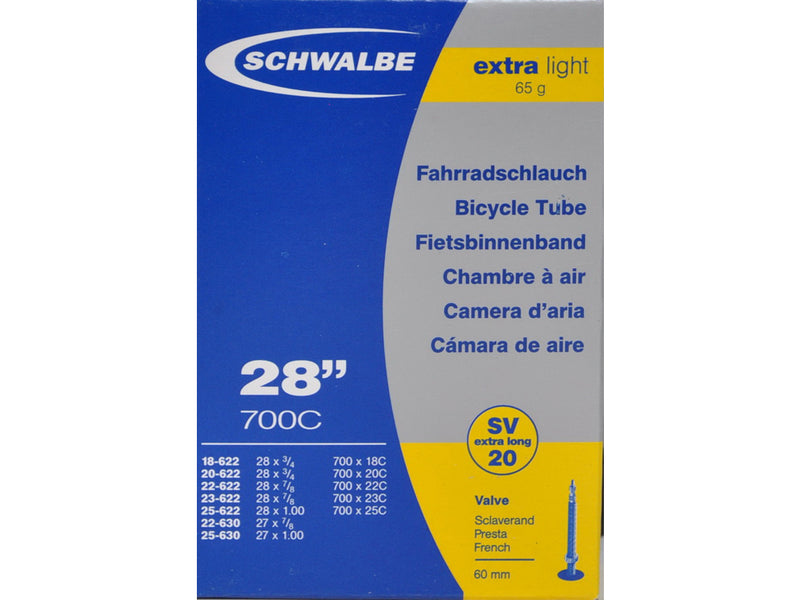 Se Schwalbe slange 700x18-25c X-Light med 60 mm. Racer ventil SV20 ❤ Kæmpe udvalg i Schwalbe ❤ Hurtig levering: 1 - 2 Hverdage samt billig fragt - Varenummer: CKP-4026495099745 og barcode / Ean: &