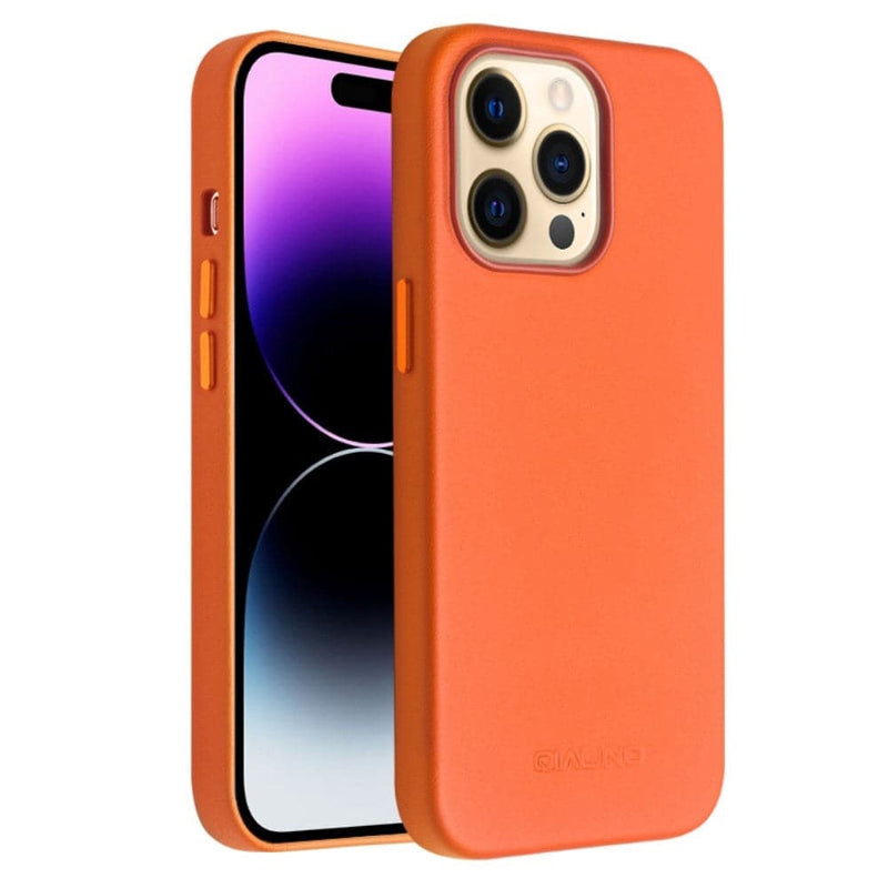 Se iPhone 14 Pro Max - Qialino Magsafe cover i ægte læder - Orange ✔ Kæmpe udvalg i QIALINO ✔ Hurtig levering: 1 - 2 Hverdage samt billig fragt - Varenummer: CPD-QLI14P/MXC033006 og barcode / Ean: &