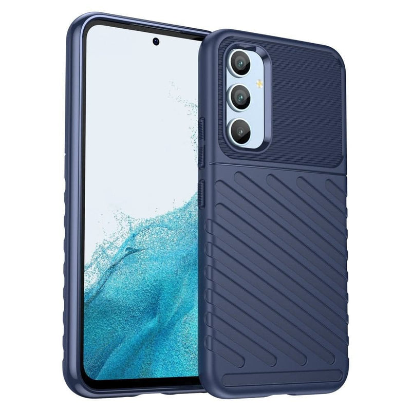 Se Samsung Galaxy A54 5G - Thunder Series gummi cover - Blå ❤ Kæmpe udvalg i KopK ❤ Hurtig levering: 1 - 2 Hverdage samt billig fragt - Varenummer: CPD-V33660121265B og barcode / Ean: 660121265B på lager - Udsalg på Mobil tilbehør Spar op til 62% - Over 434 design mærker på udsalg