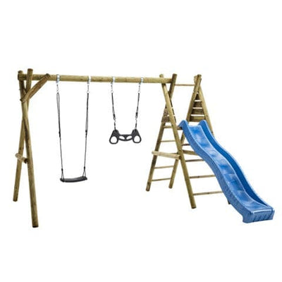 Se Nordic Play - Gyngestativ 240 cm med platform m/1 sort gynge og 1 sort trapez inkl. blå rutsjebane ❤ Stort online udvalg i Nordic Play ❤ Hurtig levering: 1 - 2 Hverdage samt billig fragt ❤ Varenummer: BGH-42438328811772 og barcode / Ean: '5705858709345 på lager - Udsalg på Best selling products Spar op til 59% - Over 434 design mærker på udsalg