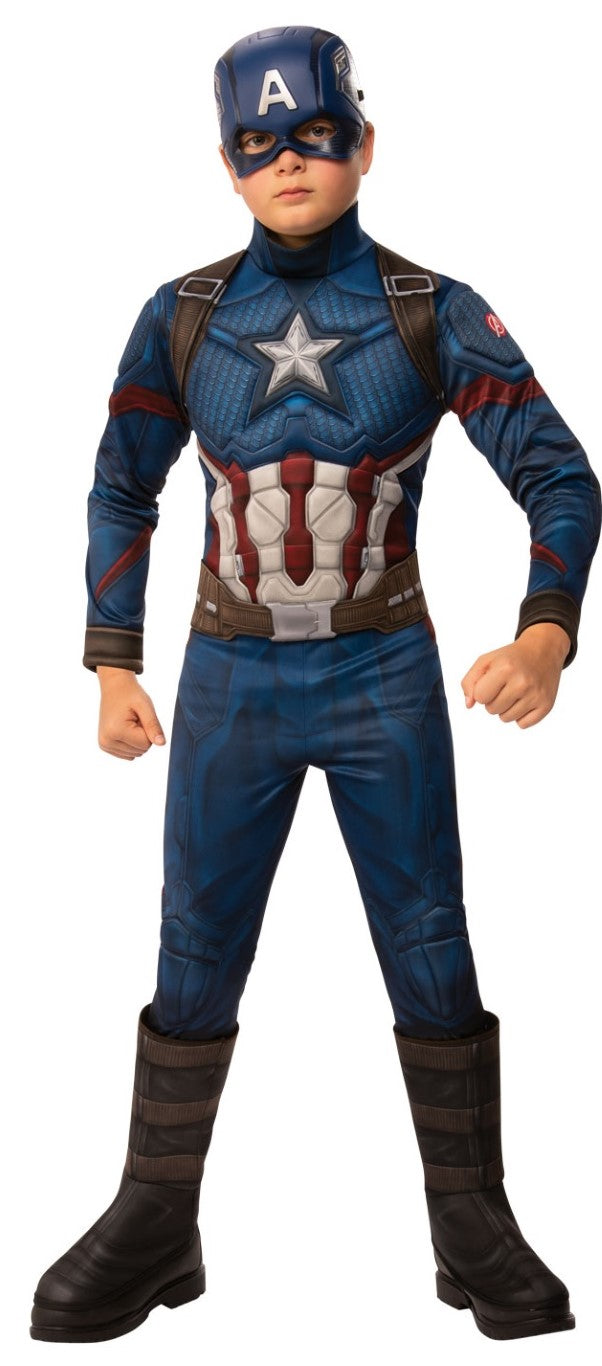 Se Avengers ENDGAME Captain America Deluxe Børnekostume (3-10 år) ✔ Kæmpe udvalg i  Rubie&