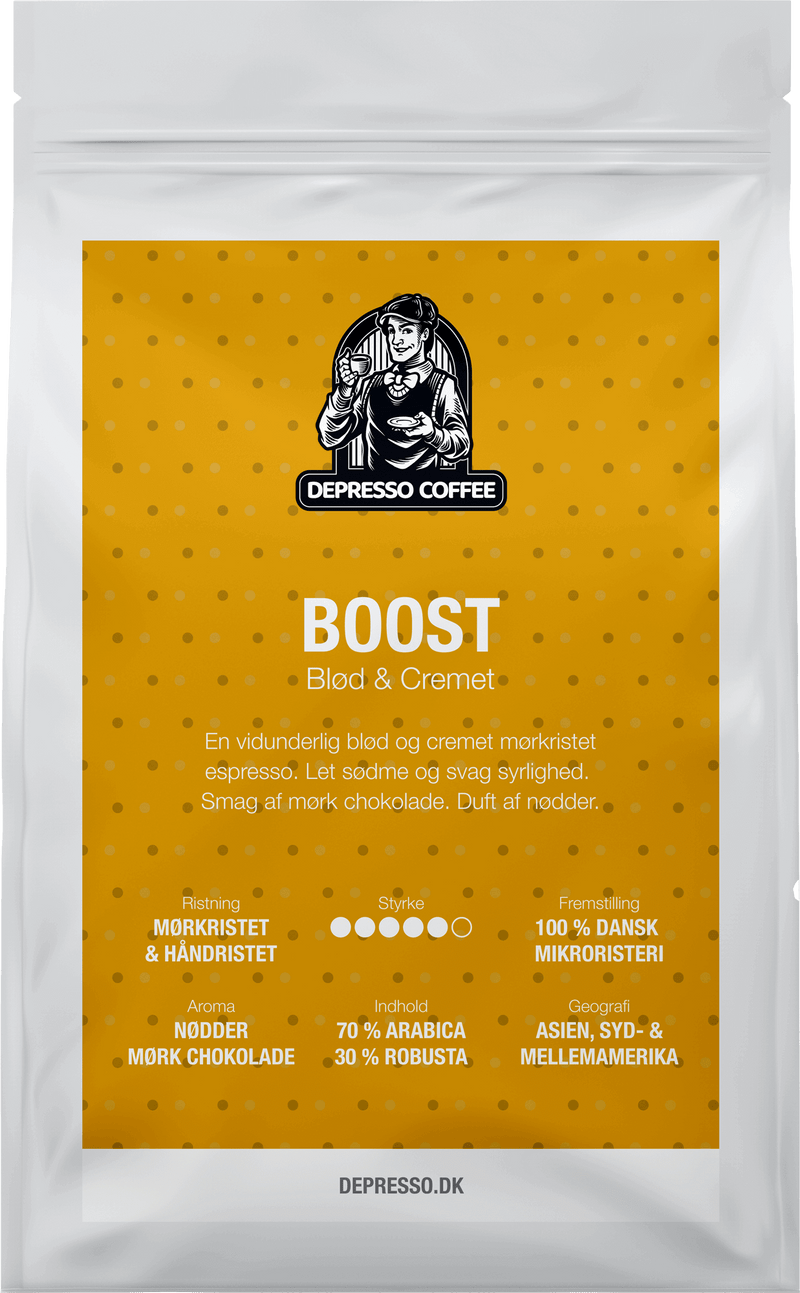 Se Depresso Coffee Kaffebønner Boost ❤ Depresso Coffee ❤ Hurtig levering: 1 - 2 Hverdage samt billig fragt ❤ Varenummer: DC-361 og barcode / Ean:  på lager - Kæmpe udvalg i  Kaffebønner - Over 857 kendte brands på udsalg