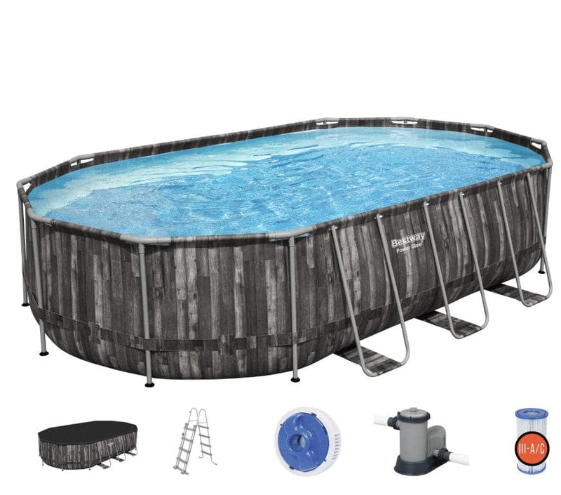 Se Bestway Power Steel 610 x 366 x 122 cm Oval Pool m/pumpe,stige ❤ Kæmpe udvalg i Bestway ❤ Hurtig levering: 1 - 2 Hverdage samt billig fragt - Varenummer: MMA-17856111 og barcode / Ean: &