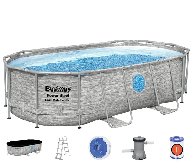 Se Bestway  Power Steel Swim Vista II 427 x 250 x 100 cm - Ny Model ✔ Kæmpe udvalg i  Bestway ✔ Hurtig levering: 1 - 2 Hverdage samt billig fragt - Varenummer: MMA-17856714 og barcode / Ean: &