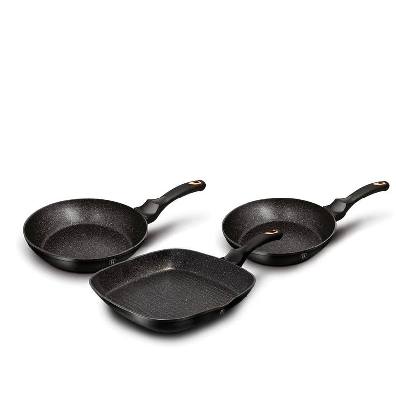 Se Berlinger Haus - Stegepandesæt i 3 dele - Non-Stick - El / Gas / Induktion - Black Rose Edition ❤ Kæmpe udvalg i Blandet ❤ Hurtig levering: 1 - 2 Hverdage samt billig fragt - Varenummer: CPD-BH446156 og barcode / Ean: &