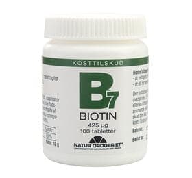 Stort online udvalg i Natur Drogeriet Biotin B7 100 tab. ❤ Natur Drogeriet ❤ Hurtig levering: 1 - 2 Hverdage og gratis fragt v/køb over 295 kr. GLS til pakkeshop ❤ Varenummer: HG-12669 og barcode / Ean: 5703137010021 på lager - Kæmpe udvalg i Sundhed - Over 454 design mærker på udsalg