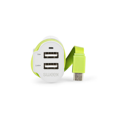 Se Sweex - Biloplader 3-Udgange 6A 2 x USB / USB-C Hvid/Grøn ❤ Kæmpe udvalg i Nedis ❤ Hurtig levering: 1 - 2 Hverdage samt billig fragt - Varenummer: CPD-NE55CH-024WH og barcode / Ean: '8717534026155 på lager - Udsalg på Mobil tilbehør Spar op til 52% - Over 350 kendte brands på udsalg