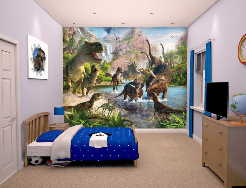 Se Dinosaur Land tapet 243 x 305 cm ✔ Kæmpe udvalg i  Walltastic ✔ Hurtig levering: 1 - 2 Hverdage samt billig fragt - Varenummer: MMA-19841745 og barcode / Ean: &