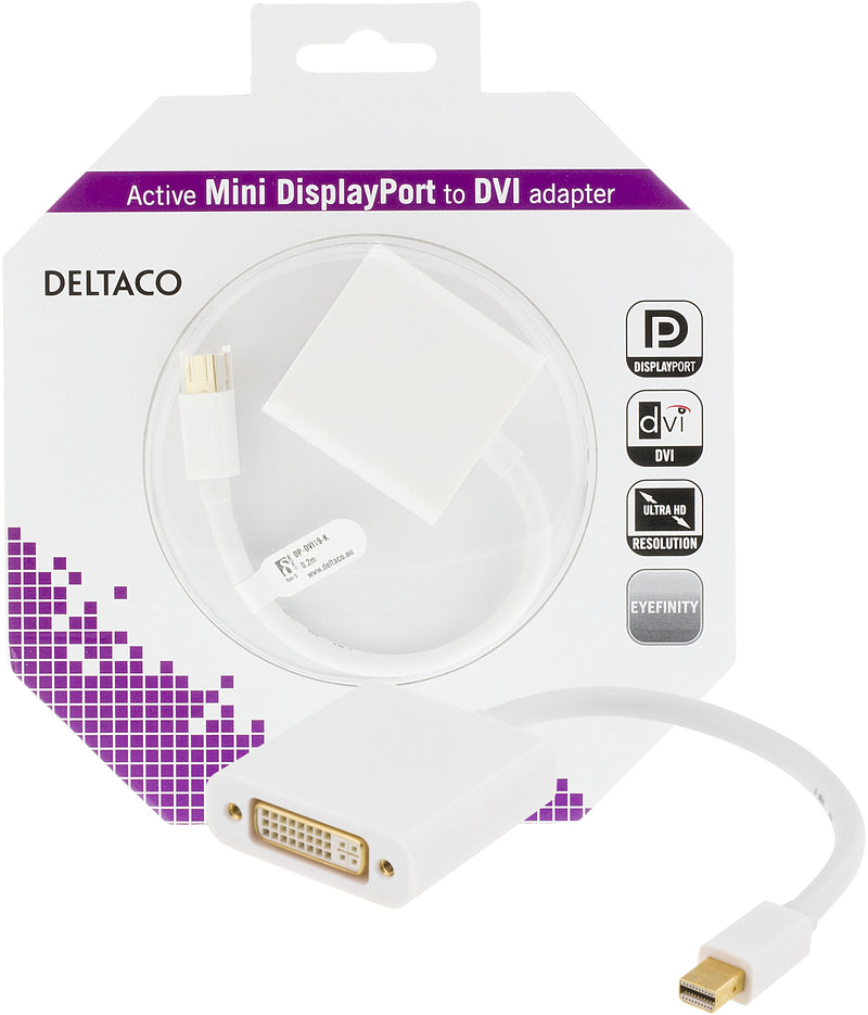 Se Mini Displayport til DVI Adapterkabel - 4K Ultra HD - Guldbelagt - 0.20 m ❤ Kæmpe udvalg i Deltaco ❤ Hurtig levering: 1 - 2 Hverdage samt billig fragt - Varenummer: CPD-DL77DP-DVI19-K og barcode / Ean: &