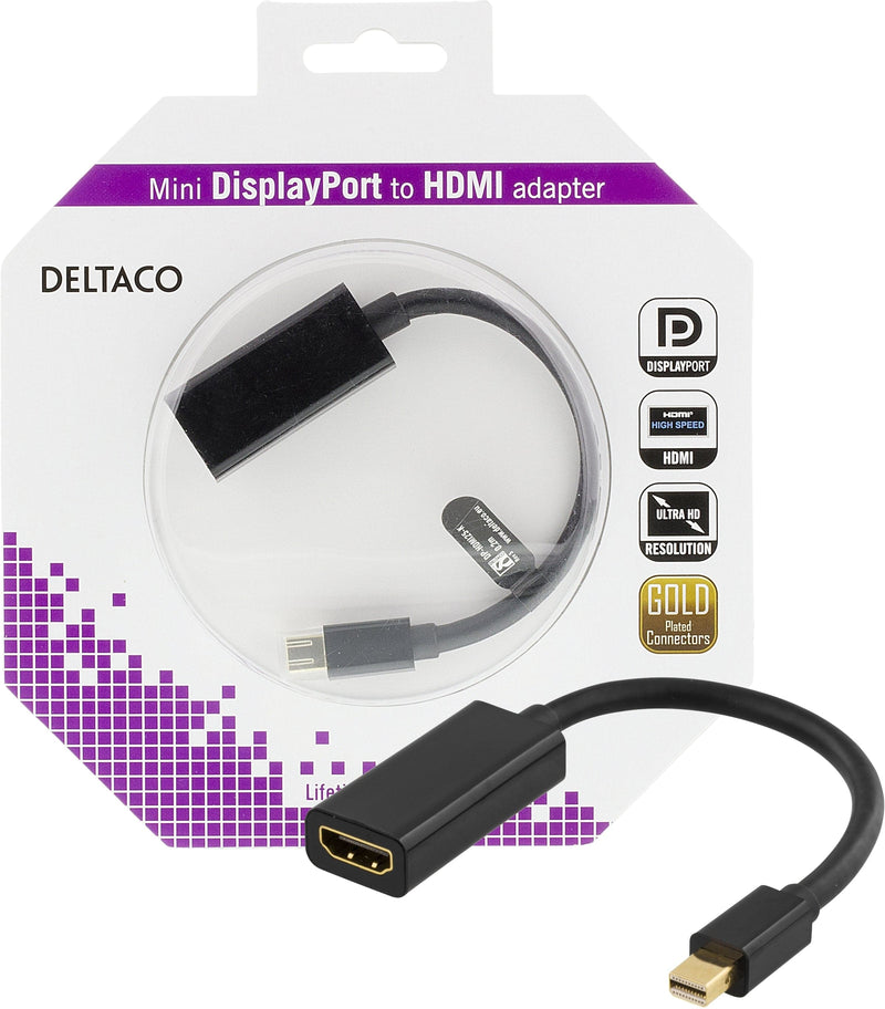 Se Mini DisplayPort til HDMI-adapter med lyd - 4K - 0.2m - Livstidsgaranti ❤ Kæmpe udvalg i Deltaco ❤ Hurtig levering: 1 - 2 Hverdage samt billig fragt - Varenummer: CPD-DL77DP-HDMI25-K og barcode / Ean: &