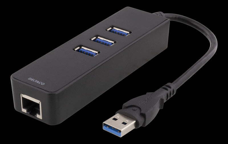 Se USB 3.0 Hub / netværksadapter - 1000Mbps - 1xRJ45, 3xUSB-A - Sort ❤ Stort online udvalg i Deltaco ❤ Hurtig levering: 1 - 2 Hverdage samt billig fragt ❤ Varenummer: CPD-DL77USB3-GIGA3 og barcode / Ean: på lager - Udsalg på Kabler & Adaptere/PC/Mac & computer kabler/USB kabler/USB HUB/USB 3.0 Hub Spar op til 59% - Over 857 kendte brands på udsalg