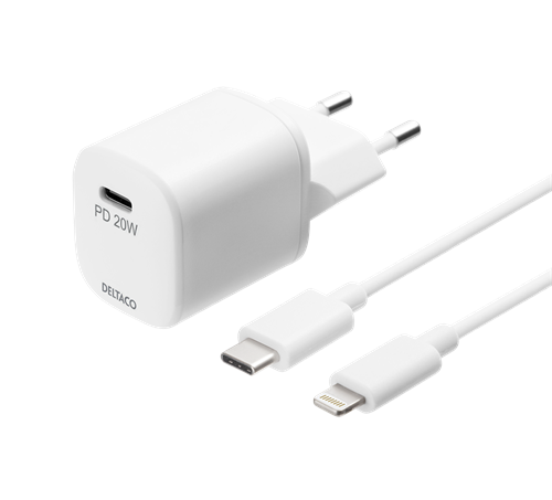 Se iPhone 14 serien - USB-C PD HURTIG oplader / adapter - 20W / 3A - Inkl. USB-C til Lightning kabel - 5 års garanti ❤ Stort online udvalg i Deltaco ❤ Hurtig levering: 1 - 2 Hverdage samt billig fragt ❤ Varenummer: CPD-DL77USBC-AC141-3 og barcode / Ean: på lager - Udsalg på Mobil tilbehør Spar op til 58% - Over 857 kendte brands på udsalg