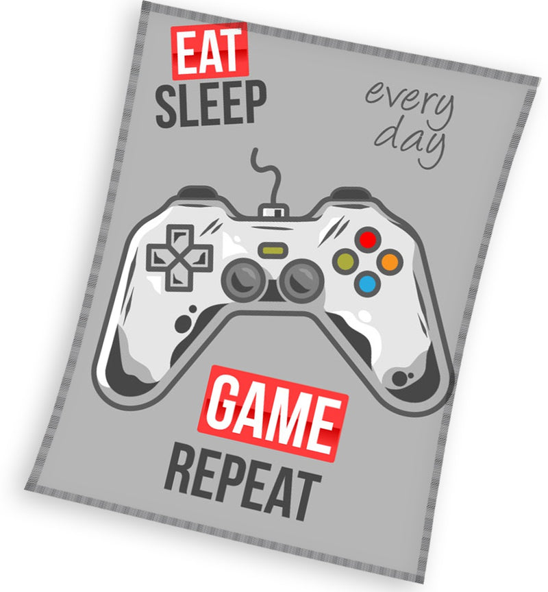 Se Gamer East Sleep Game Repeat Fleece tæppe - 150 x 200 cm ✔ Kæmpe udvalg i Mmaction ✔ Hurtig levering: 1 - 2 Hverdage samt billig fragt - Varenummer: MMA-2040284 og barcode / Ean: &