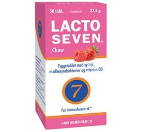 Stort online udvalg i Lacto Seven Chew 50 tab. ❤ ❤ Hurtig levering: 1 - 2 Hverdage og gratis fragt v/køb over 295 kr. GLS til pakkeshop ❤ Varenummer: HG-50122 og barcode / Ean: 6410530055878 på lager - Kæmpe udvalg i Sundhed - Over 454 kendte mærker på udsalg