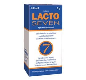 Stort online udvalg i Lacto Seven 20 tab. ❤ ❤ Hurtig levering: 1 - 2 Hverdage og gratis fragt v/køb over 295 kr. GLS til pakkeshop ❤ Varenummer: HG-9260 og barcode / Ean: 6410530084618 på lager - Kæmpe udvalg i Sundhed - Over 454 kendte mærker på udsalg