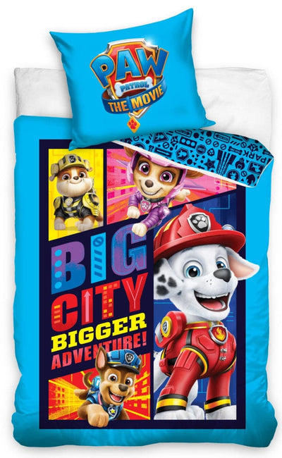 Se Paw Patrol The Movie ''Big City'' Sengetøj 140 x 200 cm, 100 procent bomuld ✔ Kæmpe udvalg i Mmaction ✔ Hurtig levering: 1 - 2 Hverdage samt billig fragt - Varenummer: MMA-2040250 og barcode / Ean: '5902689499395 på lager - Udsalg på Paw Patrol sengetøj til Børn Spar op til 62% - Over 454 kendte mærker på udsalg