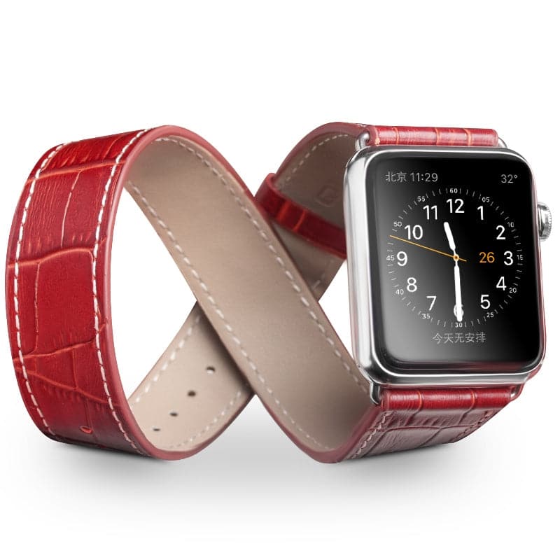 Se QIALINO Crocodile - Apple Watch 45/44/42mm Double Loop Series 8/7/6/5/4/3/2/1/SE / Watch Ultra 49mm - Ægte læder rem - Rød ❤ Kæmpe udvalg i QIALINO ❤ Hurtig levering: 1 - 2 Hverdage samt billig fragt - Varenummer: CPD-QLW42S002003 og barcode / Ean: w42s002003 på lager - Udsalg på Mobil tilbehør Spar op til 55% - Over 785 kendte brands på udsalg