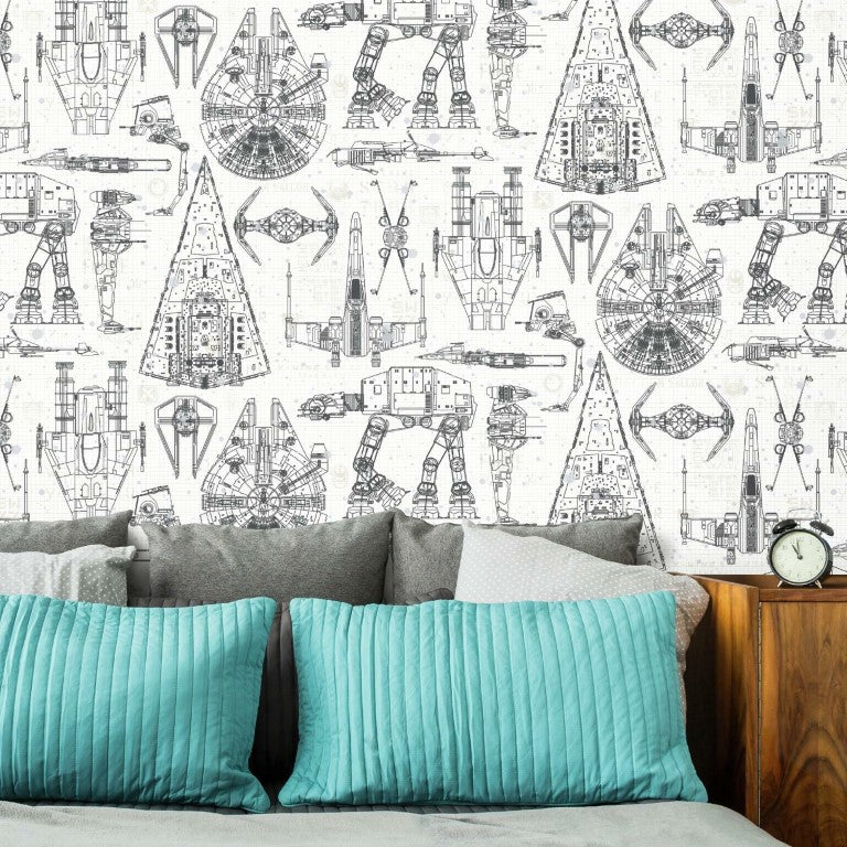 Se Stars Wars Blueprint Tapetrulle 52,07 x 503 cm ✔ Kæmpe udvalg i  Roommates ✔ Hurtig levering: 1 - 2 Hverdage samt billig fragt - Varenummer: MMA-216127 og barcode / Ean: &