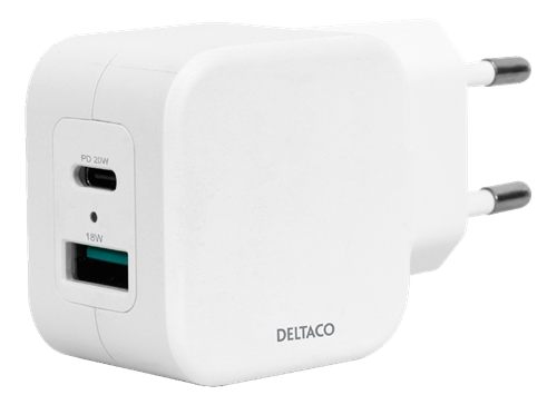 Se Dual USB HURTIG oplader / adapter - 1 x USB-C port 20W / 1 x USB-A port 18W - 5 års garanti - Hvid ❤ Stort online udvalg i Deltaco ❤ Hurtig levering: 1 - 2 Hverdage samt billig fragt ❤ Varenummer: CPD-DL77USBC-AC149 og barcode / Ean: på lager - Udsalg på Mobil tilbehør Spar op til 55% - Over 857 kendte brands på udsalg